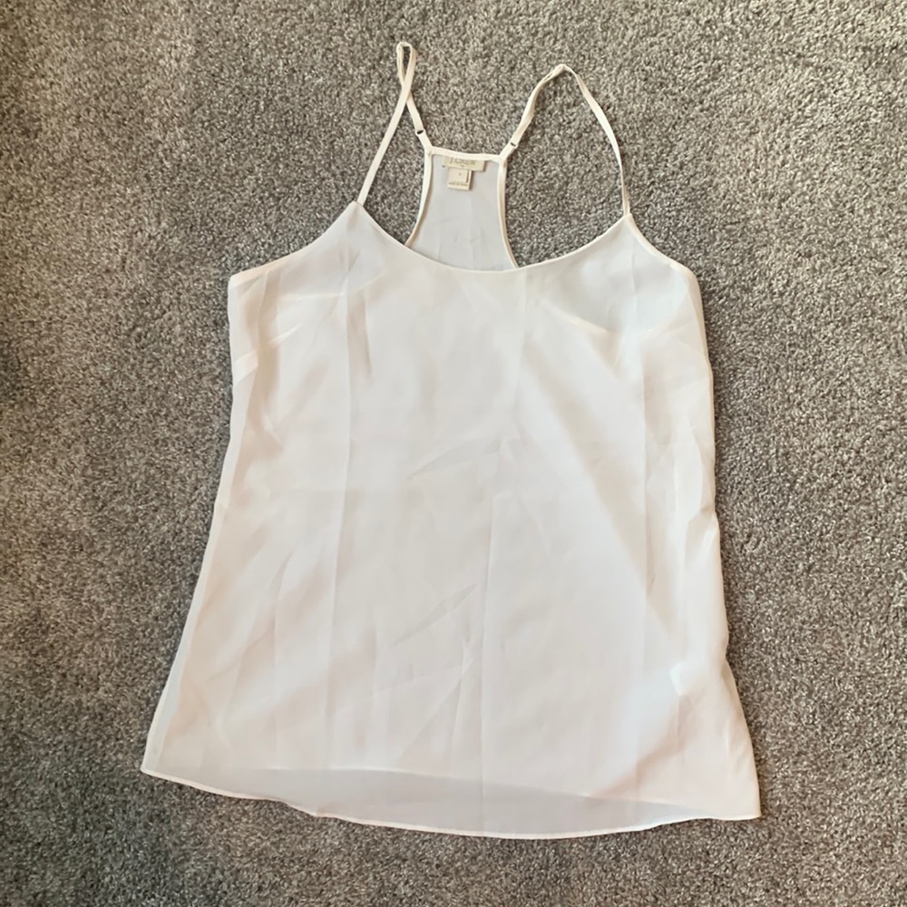 J Crew Sheer White Tank Top